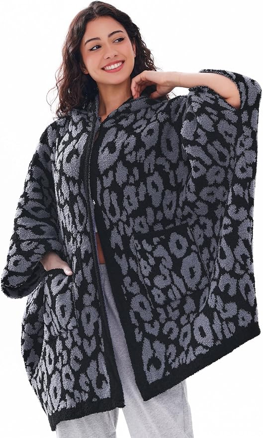 WDCOZY Wearable Blanket Hoodie Poncho Throw Comfy Soft Warm Cape Shawl Cozy Cloak Wrap Hooded with Sleeves For Women Adults