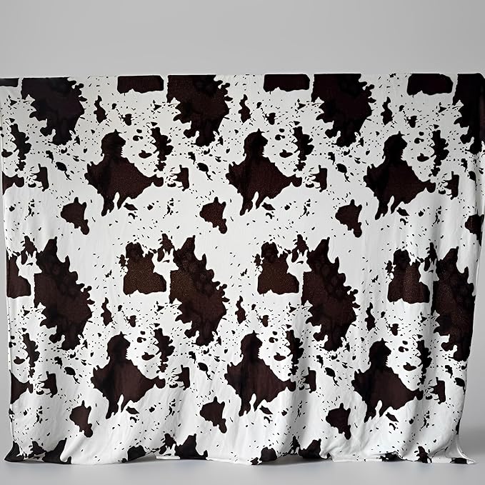 Fleece Blanket Full/Queen - 80x90 Inch Lightweight & Buttery-Soft Throw for Bed, Sofa, Camping | 300GSM Cloud-Touch Microfiber | Cozy Essentials for Travel & Movie Nights, (Cow)