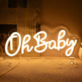 SYLHOME Oh Baby Led Neon Light Sign Nursery Bedroom Wall Decor Sign Baby Shower Kids Birthday Christmas Party Backdrop Decor 11.8" X 5.1" USB