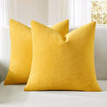 MIULEE Yellow Couch Pillow Covers 20x20 Inch, Set of 2 Soft Chenille Spring Decorative Square Throw Pillow Covers Farmhouse for Sofa Living Room Bed
