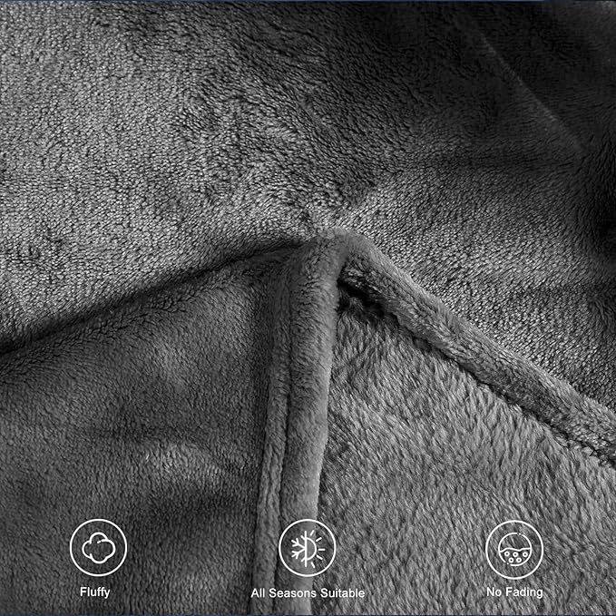 TASTHROW Grey Throw Blanket 60x80 Inches, Soft Plush Cozy Fleece Flannel Throw Blanket, Lightweight Warm Throws for Bed, Couch, Bedroom and Living Room, All Seasons