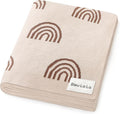 Baby Blanket for Girls and Boys - 100% Cotton Buttery Soft Cozy Receiving Swaddle Stroller Blanket for Shower Gift Registry for Newborns, Infants, Toddlers (Rainbow - Taupe)