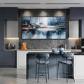 Abstract Wall Art for Living Room - Modern Blue Wall Decor, Large Canvas Artwork, Framed Wall Art Bedroom Pictures, Navy Decor for Above Bed, Contemporary Home Decor