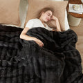 Cozy Bliss Fluffy Faux Fur Throw Blanket for Couch,Warm Cozy Soft Black Throw Blankets for Sofa Bed Living Room,60x80 Inches