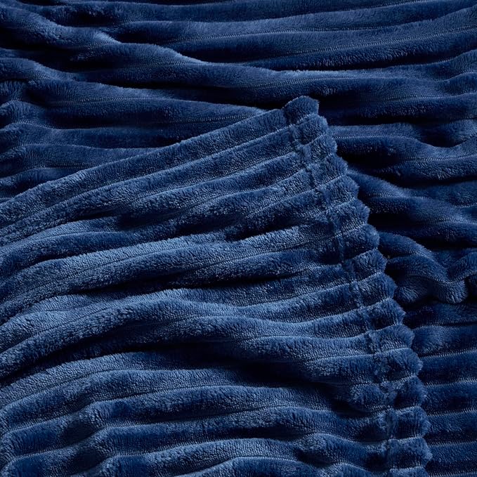 Nestl Blanket Twin Size for Bed - Cozy Warm Fuzzy Blankets for Women, Plush Small Fleece Throws for Girls - Navy Blue, 66 x 90 Inches