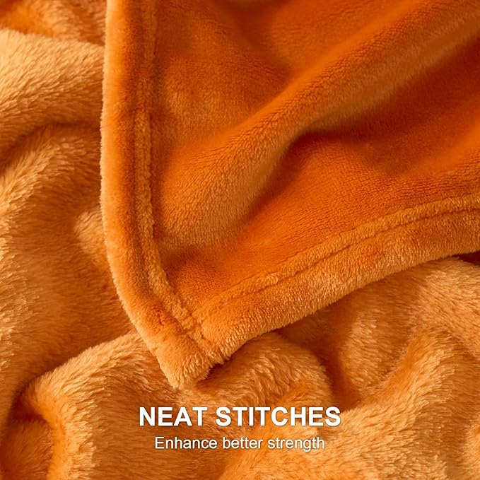 Hansleep Fleece Orange Full Blanket, Super Soft Flannel Fuzzy Plush Cozy Blanket for All Seasons, Orange, Full 84x90 Inches