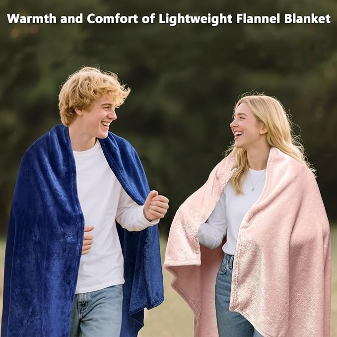 Lukeight Fleece Throw Blanket, Luxury Cozy Fuzzy Lightweight Soft Blankets for Sofa Couch Bed Car Travel and Camping (Navy, 50x60 Inches)