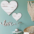 3 Pcs Wooden Hearts Decor Heart Wooden Sign Rustic Hanging Love Plaque for Wall Home Farmhouse Living Room Bedroom Gifts(White)