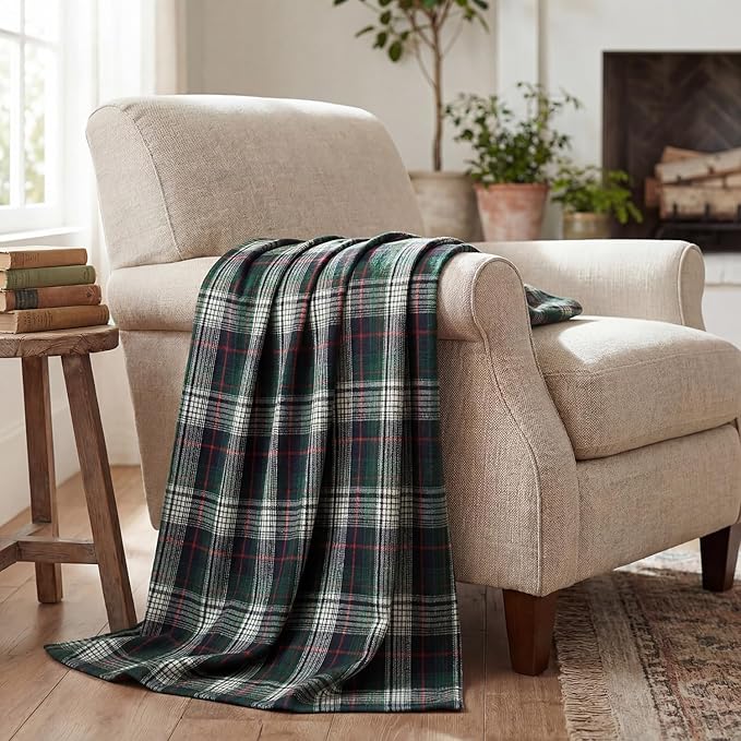 Horaldaily Dark Blue Green Farmhouse Plaid Decorative Blanket Throw, Spring Summer Rustic Soft Lightweight Blanket for Couch Sofa Bed Lounging Decoration, Ideal Gifts for Kids Adults Self, 60x80