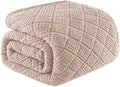 Whale Flotilla Fuzzy Fleece King Size Blanket for Bed, Soft Fluffy Jacquard Waffle Blankets for All Season, Lightweight and Warm, 90x104 Inch, Camel