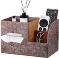 PU Leather Tissue Box Cover Square,Tissue Box Holder Organizer with Storage Tray and Remote Control Holder for Bathroom Countertop Night Stands Bedroom Office Desk,Napkin Caddy Decorative Black