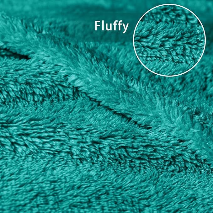 Exclusivo Mezcla Queen Size Blanket for Bed, Super Soft Velvet Plush Fleece Blankets, Fuzzy Cozy and Warm for Winter, 90x90 Inches, Teal