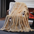 Guohaoi Heated Blanket Electric Throw, Soft Faux Rabbit Fur Electric Blanket with 10 Heating Levels 5 Sitting Timer Auto Off, Dual-Controller Heating Blankets, Machine Washable(84"×90" Beige)