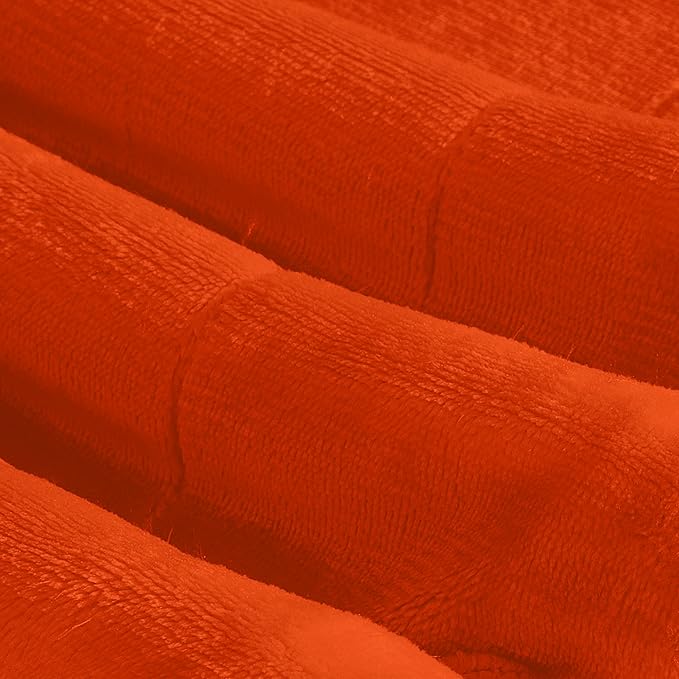 Elegant Comfort Ultra Soft Reversible Flannel Sherpa Blanket - Cozy Silky Fleece Throw for Couch, Bed - Plush Fuzzy Warm Winter Blanket for Gift, King, Orange