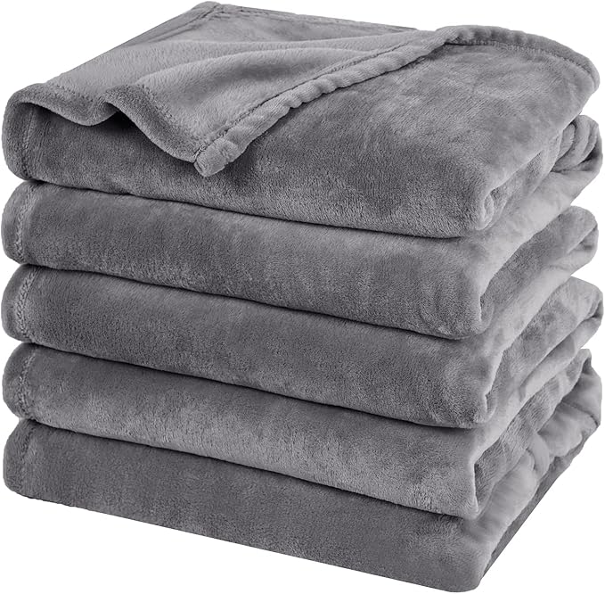 PHF Oversized King Big Fleece Blanket 120"x120", No Shed No Pilling Extra Large Soft Blanket, Giant 10'x 10' Lightweight for Bed, Sofa Travel and Camping, Suitable for All Season, Grey