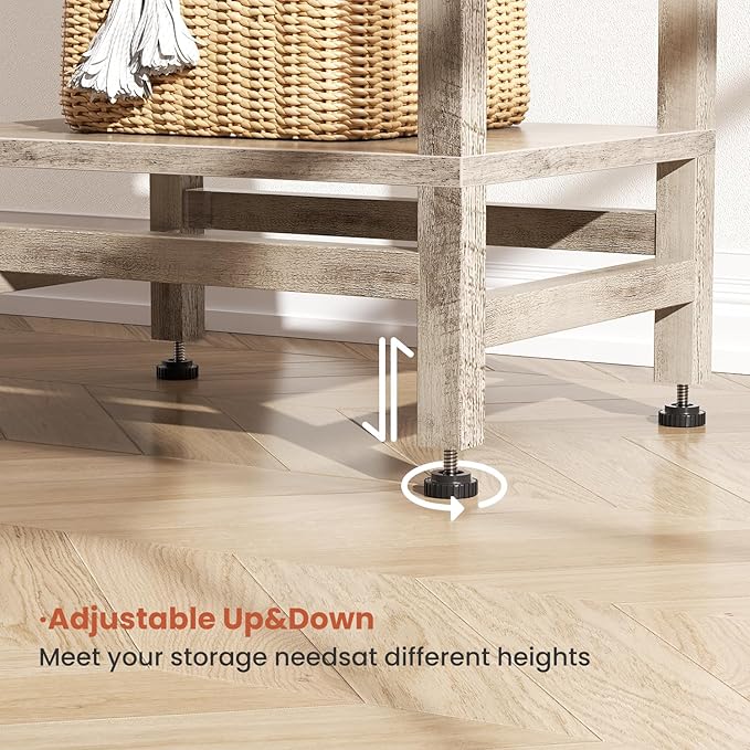 3 Tier Tall Side Table with Fast Charging Station, Narrow End Table for Small Space, Skinny Nightstand with Type C and USB Port, End Tables for Living Room, Bedroom, Office, Greige