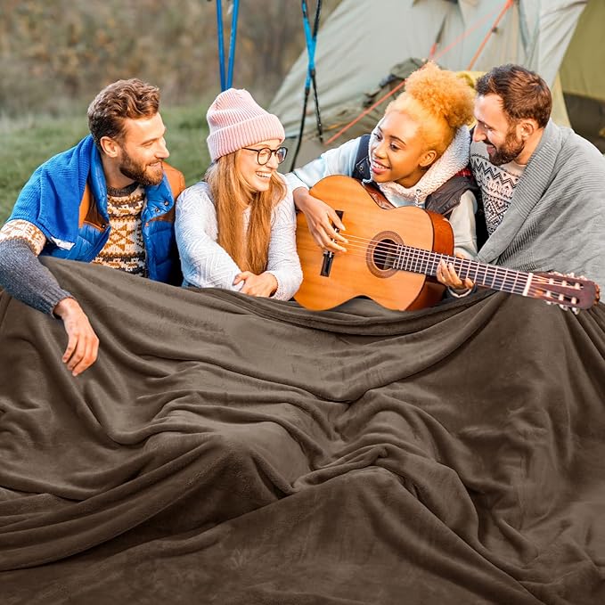 PHF Oversized King Big Fleece Blanket 120"x120", No Shed No Pilling Extra Large Soft Blanket, Giant 10'x 10' Lightweight for Bed, Sofa Travel and Camping, Suitable for All Season, Cocoa Brown