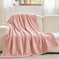 NEWCOSPLAY Super Soft Throw Blanket Pink Premium Silky Flannel Fleece 3D Waffle Checkered Lightweight Bed Blanket All Season Use (Pink, Throw(50"x70"))