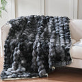 50x60 Inches Ultra-Soft Fuzzy Faux Fur Plush Throw Blanket - Thick, Warm Sherpa for Couch, Sofa, Bedroom, Camping - Decorative Blanket for Cozy Warmth, Bubble Black Tie Dye