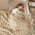 Cozy Bliss Fluffy Faux Fur Throw Blanket for Couch,Warm Cozy Soft Beige Throw Blankets for Sofa Bed Living Room,60x80 Inches