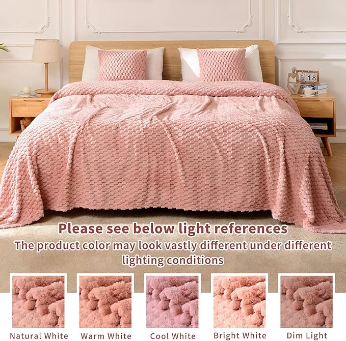 FY FIBER HOUSE Fleece Throw Blanket for Couch 300GMS Super Soft Plush Fuzzy Blankets and Throws for Sofa Bed Office, 40x50 Inches, Pink
