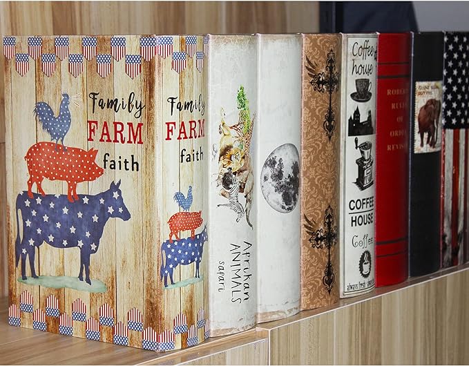 PACOLO Decorative Book Boxes, Faux Wood with Magnetic cover Storage for Hidden Jewelry, Money, and Cash (Coffee house)