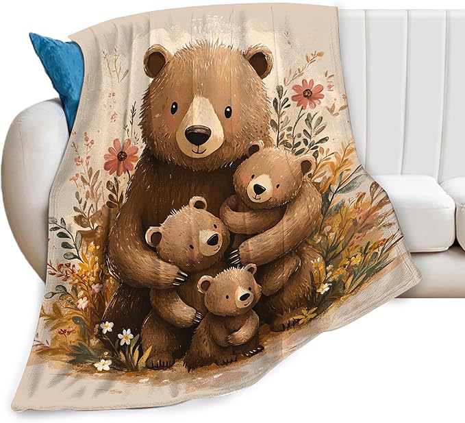 Bear Gifts: Warm Cozy Cute Bears Soft Lightweight Fleece Plush Fuzzy Blanket for Girls Women Kids Adults Bed Decor - 40"X50"