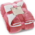 Genteele Sherpa Throw Blanket Super Soft Reversible Ultra Luxurious Plush Blanket, 50 x 60 inches, Light Mahogany/White