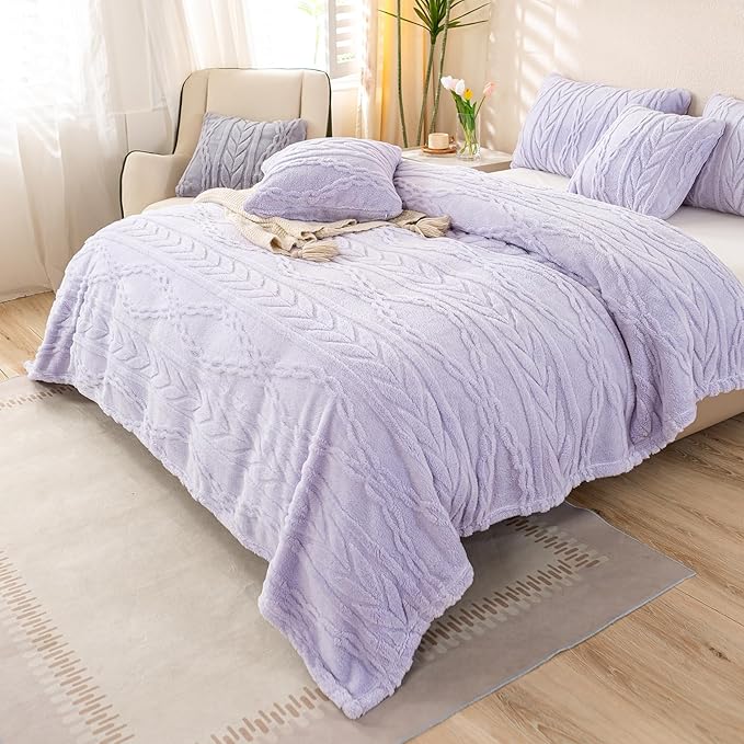 YUSOKI Queen Size Blanket Single Layer,Weight(4.4lb),370GMS-3D Stylish Design for Gift Home Decor (Lavender Fog,90"x90")