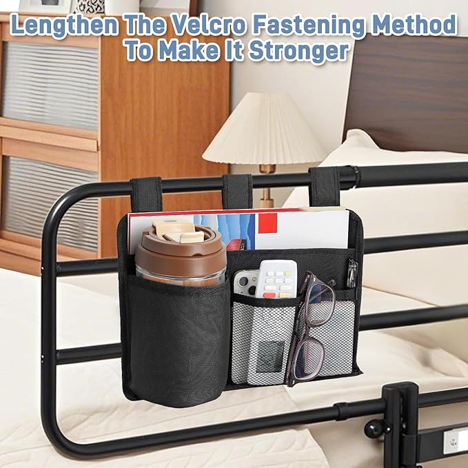Support Storage Bag for Bed Rails, Bedside Storage Organizer
