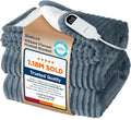 Bedsure Electric Blanket Twin - Soft Ribbed Flannel Heated Blanket, Heating Blanket with 10 Time Settings, 6 Heat Settings, and 8 hrs Timer Auto Shut Off (62x84 inches, Grey)