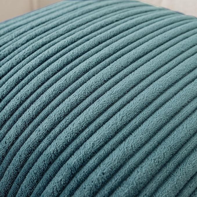 UGASA 14x20 Inch Pillow Cover Pack of 1 Soft Boho Stripe Corduroy Long Rectangle Lumbar Cushion Case Farmhouse Decorative Throw Pilowcase for Bed, Couch, Sofa, Bedroom, Living Room, Blue Grey