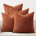 MIULEE Terracotta Decorative Throw Pillow Covers for Couch Sofa Living Room Set of 4 Rustic Striped Cushion Covers Corduroy Pillowcases Farmhouse Home Decor 18x18 Inch Burnt Orange