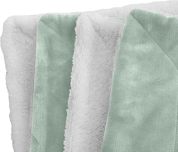 Elegant Comfort Luxury Ultra-Plush Velvet Touch Fleece Throw Soft, Warm, Cozy| Micromink Sherpa-Backing Reversible Blanket for Bed, Sofa and Couch, Solid Mint Green