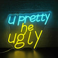 U Pretty, He Ugly Neon Sign, Dimmable Neon Signs for Wall Decor, Beer Bar Signs for Man Cave, Room Home Decor, Led Sign - USB Powered