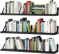 upsimples 35.4 Inches Floating Book Shelves for Wall, Long Floating Wood Shelves for Living Room, Library, Bedroom, Office Organizer and Storage, Black