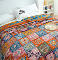 MSGKV Spring Cotton Throw Boho Blanket for Couch Bed, 80''x90'' Muslin Brathable Lightweight Travel Decor Blanket for Bedroom