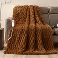 Heated Blanket Throw 50" x 60" Soft Ribbed Faux Fur Flannel Fast Heating 12 Heat Levels 1–12H Timer & Overheat Protection & Auto Shut-Off & ETL FCC & Machine Washable Heated Throw