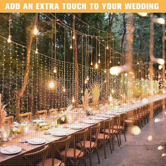 JMEXSUSS 600 LED Curtain Lights Outdoor, 9.5ft x 19.6ft Window Hanging Lights with Remote, Plug in, 8 Modes, Indoor String Lights for Bedroom, Wall, Xmas, Party, Backdrop, Wedding Decor, Warm White