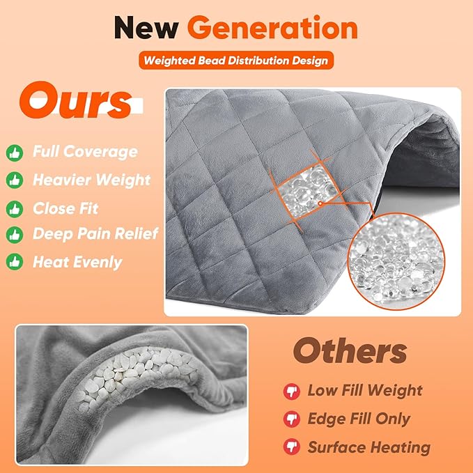 OCTROT 3 lb Weighted Heating Pad for Neck and Shoulders, for Mom Wife Grandma, Birthday Gifts for Men Women Dad, Instant Electric Heated Blanket with 9 Heat Options 4 Auto-Off Timer, Grey