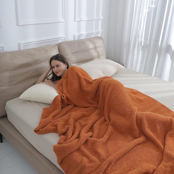 bearberry Super Soft Fall Throw Blanket Lightweight Cozy Warm Throw Blankets for Couch Bed Sofa All Season (Caramel, 50”x60”)