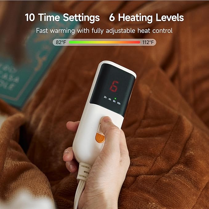 GOTCOZY Heated Blanket Twin Size - Electric Blanket with 6 Heating Levels & 10 Hour Auto Off, ETL Certified (62X84 Inch Biscuit)