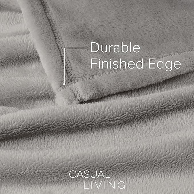 Casual Living Full/Queen Fleece Blanket Fluffy Soft Warm Cozy Bed Blankets for Bedroom Decor Plush Thick Fuzzy Oversized Big Flannel Throw for Bed Chair or Outdoor, 90-inch x 90-inch, Light Grey