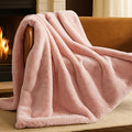 Bare Home Faux Fur Blanket - Ultra-Soft Luxurious - Cozy Warm Throw for Couch, Sofa, Chair, Bed - Fuzzy Fluffy Super Soft - Decorative Bed Blanket, 80x60 inches (Oversized, Blush)