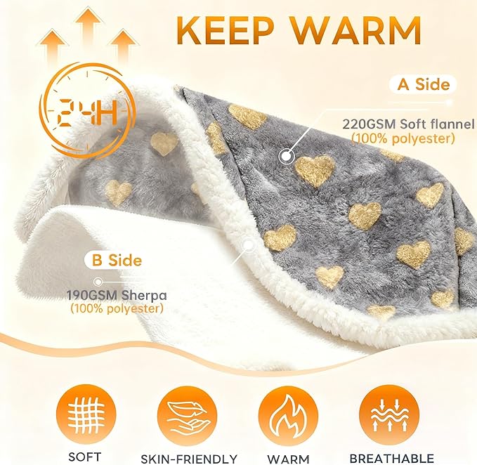 Fleece Bed Throw Blanket, King Size 90 Inch × 108 Inch, Soft Plush Fluffy, Reversible Flannel Blanket for Sofa, Couch, Bed, All Seasons, for Women