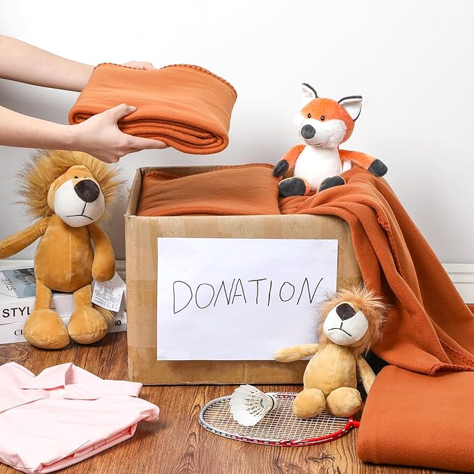20PCS Terracotta Blankets Bulk 50 X 60, Soft Lightweight Throw Blanket Kit Cozy Blankets Bulk for Bed Sofa Couch Warm Pet Fleece Blanket Set for Wedding Homeless Home Office Travel Gift for Seasons
