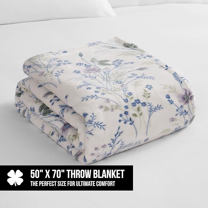 Lucky Brand Wildflower Purple Floral 50"x70" Cozy Plush Blanket - Premium Microfiber Throw for Luxurious Comfort and Style