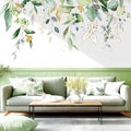 Green Plants Leaves Wall Decals Peel and Stick, Large Hanging Herbal Vinyl Wall Stickers, Removable Vine Home Decor Art for Bedroom Living Room Classroom Office