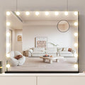 Vanity Mirror with Lights,Makeup Mirror with 17 Dimmable LED Bulbs, 3 Color Lighting Modes Detachable 10X Magnification Mirror Touch Control, 23.6X19,7 inch, Black