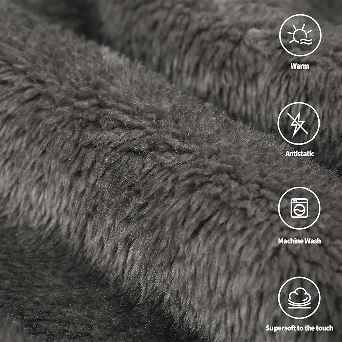 Plush Fleece Throw Blanket for Couch and Bed, Fluffy Fuzzy Cozy Lightweight Soft Blankets All Season Use (40x50 Inches,Grey)